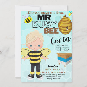 Busy Bee 2 Carte d'invitation Anniversaire différe