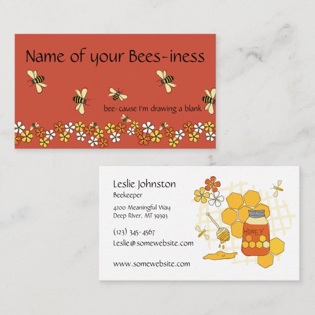 Busy Bee bright playful design Business Card (Front/Back)