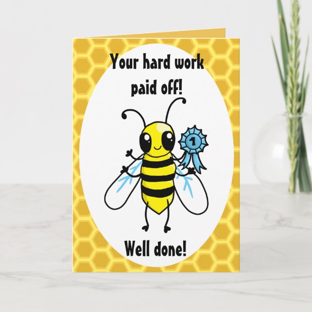 Busy Bee Hard work congratulations Card (Front)