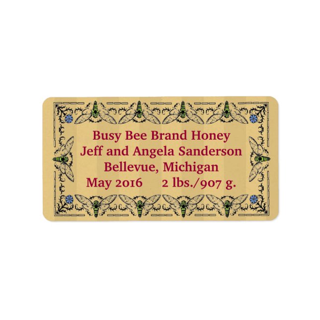 Busy Bee Honey Personalized Product Label (Front)