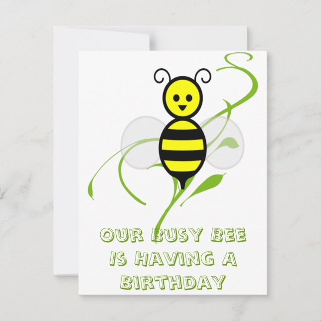 Busy Bee Honeybee Birthday Party Invitations (Front)