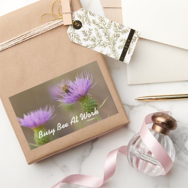 Busy Bee on Purple Thistle Photo Sticker (Gifting)