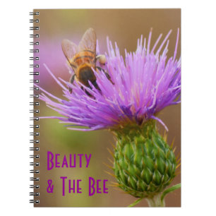 Busy Bee Purple Thistle Flower Photo Template Notebook
