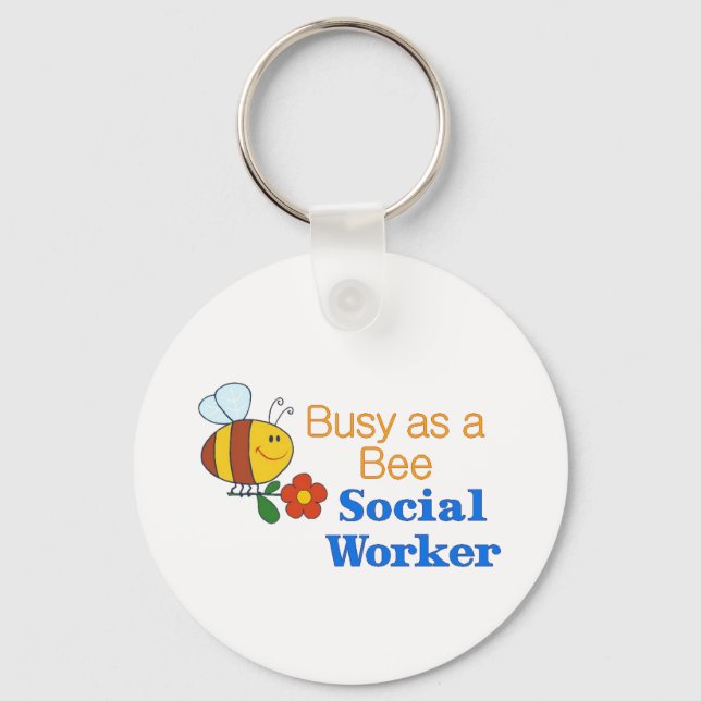 Busy Bee Social Worker Keychain (Front)