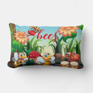 Busy Bees at Work in the Garden Lumbar Pillow