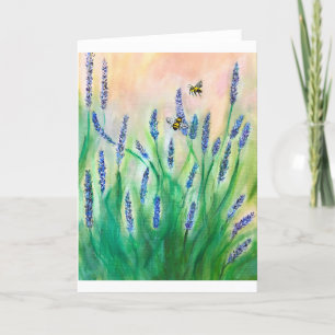 Busy Bees on Salvia Card <Blank Inside>