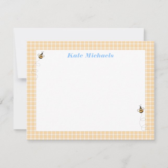 Busy Bees Personalized Stationery Note Card (Front)