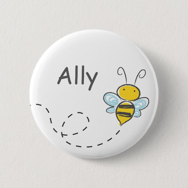 Busy Bumble Bee 2 Inch Round Button (Front)
