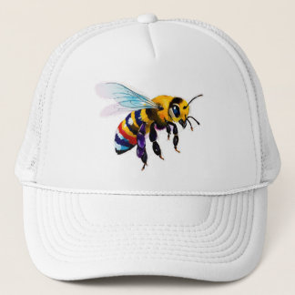 Busy Bumble Bee Honey Bee With Iridescent Wings Trucker Hat