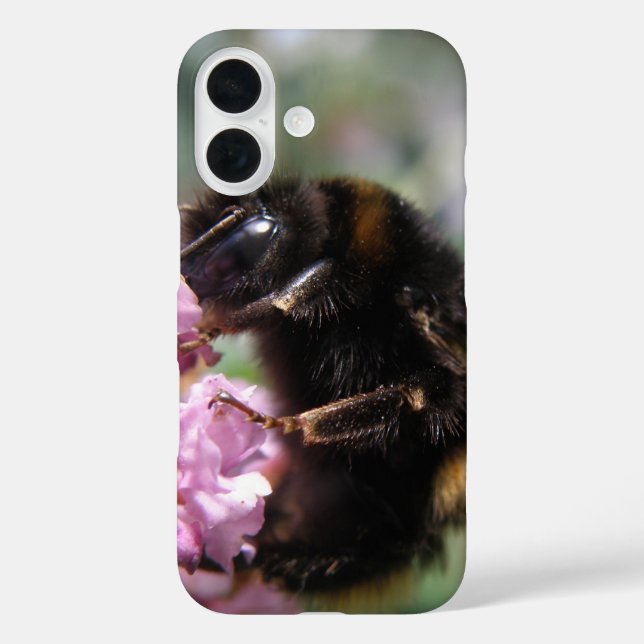 Busy Bumblebee and Pink Flowers iPhone Case (Back)
