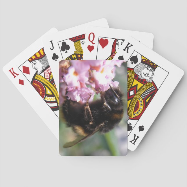 Busy Bumblebee and Pink Flowers Playing Cards (Back)