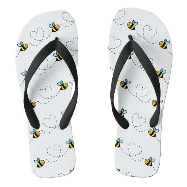 Busy Bumblebee Pattern Flip Flops (Footbed)