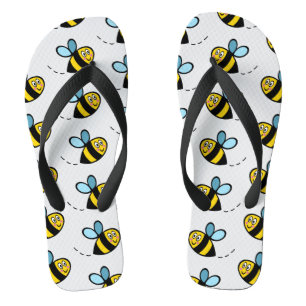 Busy Bumblebee Pattern Flip Flops