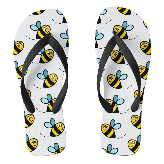 Busy Bumblebee Pattern Flip Flops (Footbed)