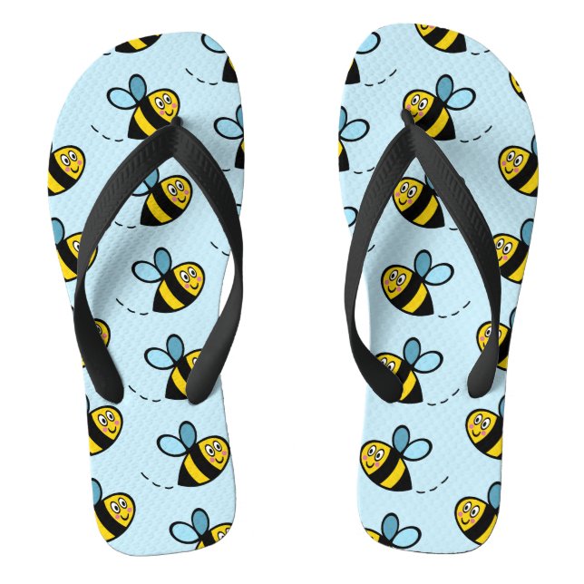 Busy Bumblebee Pattern Flip Flops (Footbed)