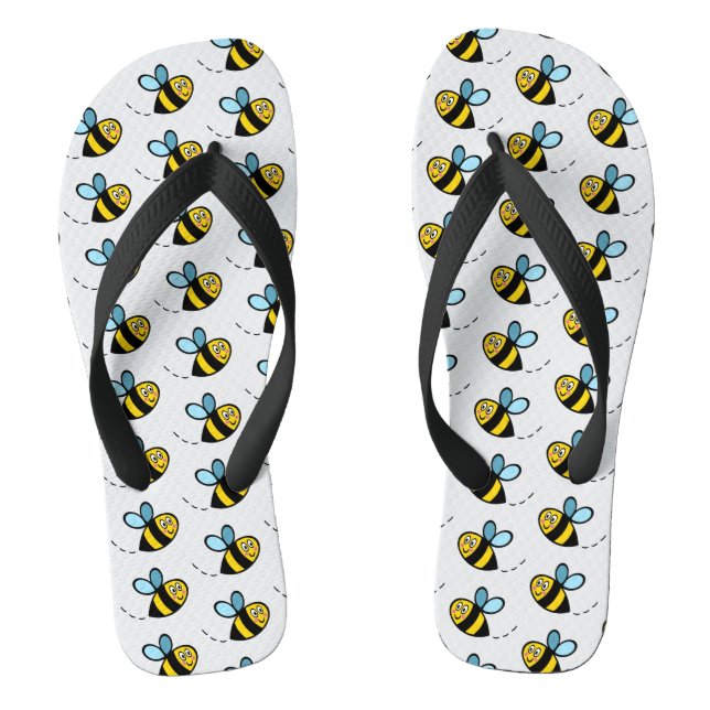 Busy Bumblebee Pattern Flip Flops (Footbed)