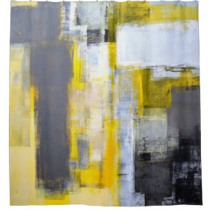 'Busy, Busy' Grey and Yellow Abstract Art
