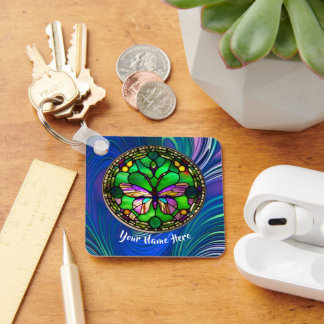 Busy Butterfly Personalized Keychain