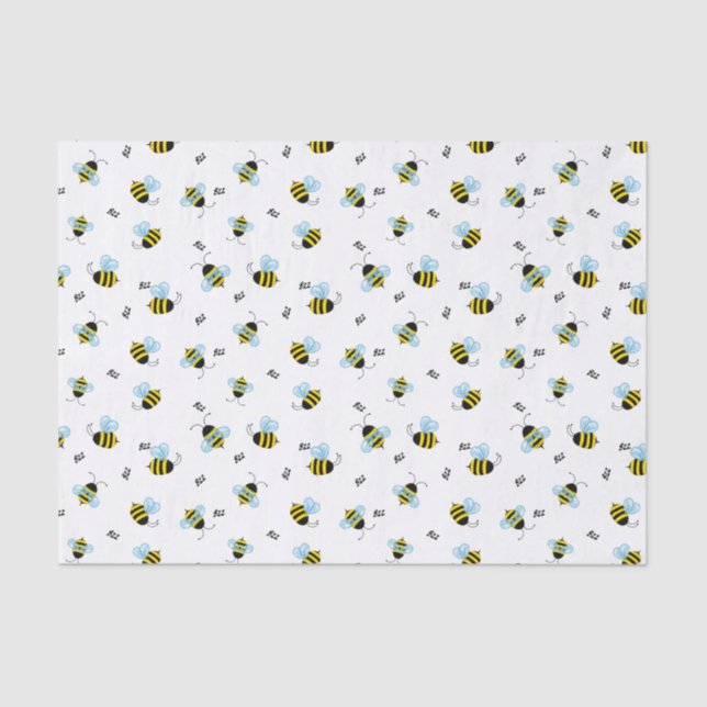 Busy Buzzing Bees Cute Garden Bug Print Tissue Paper (Front)
