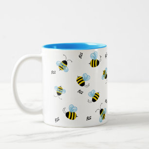 Busy Buzzing Bees Flying Garden Bugs Two-Tone Coffee Mug