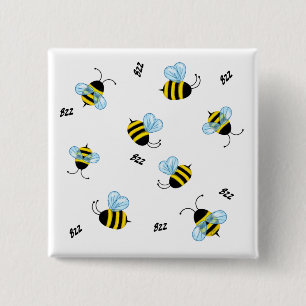 Busy Buzzing Bumble Bees 2 Inch Square Button