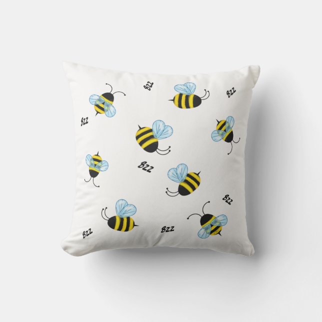 Busy Buzzing Bumble Bees Garden Insects Outdoor Pillow (Front)