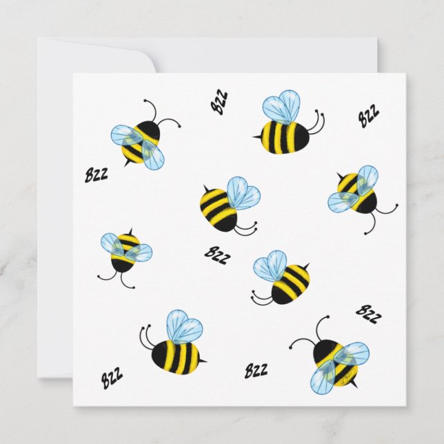 Busy Buzzing Bumble Bees Personalized Card (Front)