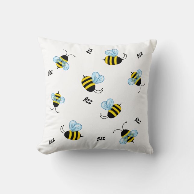 Busy Buzzing Bumble Bees Throw Pillow (Front)