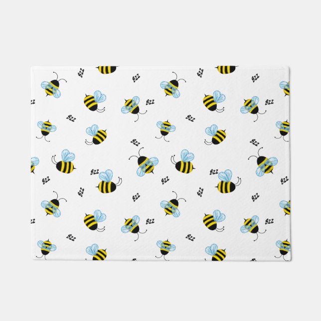 Busy Buzzing Bumblebees Bright & Cheerful Doormat (Front)
