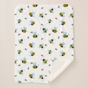 Busy Buzzing Bumblebees Cheerful Garden Bugs Sherpa Blanket