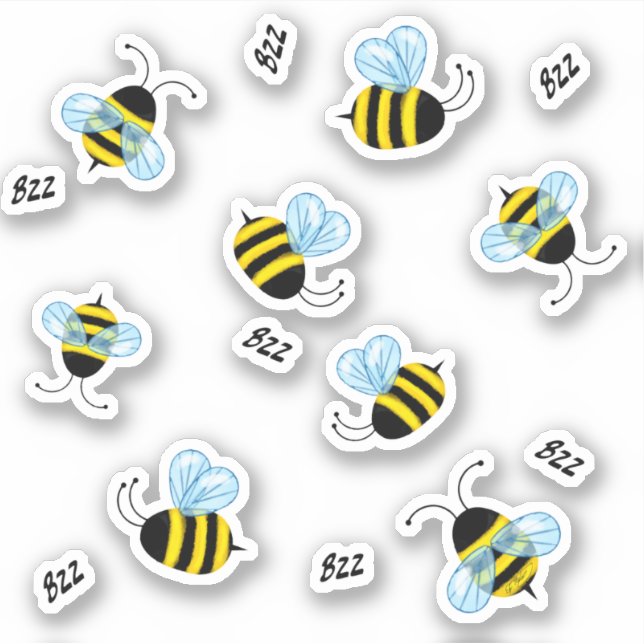 Busy Buzzing Bumblebees Honeybee Decal Stickers (Front)