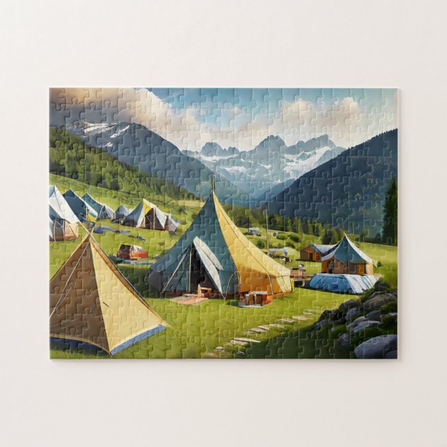 Busy Campsite Easy Brain Art Puzzle Photo Puzzles  (Horizontal)