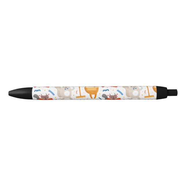 Busy Cats All Over Print Black Ink Pen (Front)
