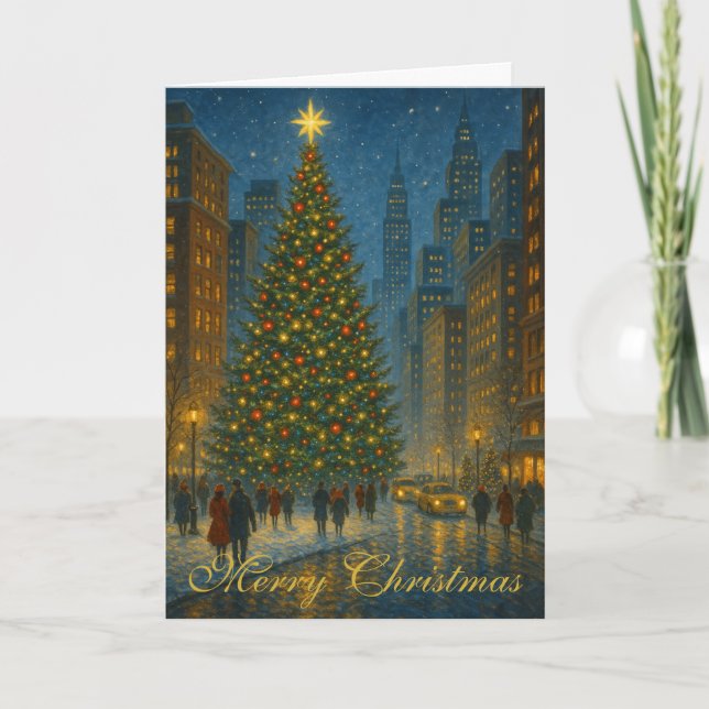 Busy City Christmas Elegant Custom Greeting Card (Front)