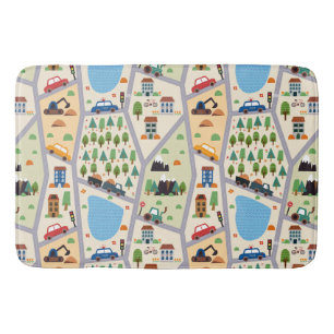 Busy City Roads Kids'  Bath Mat