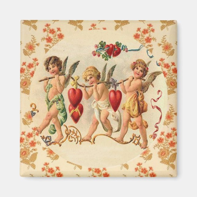 Busy Cupids Vintage Valentine Custom Magnet (Front)