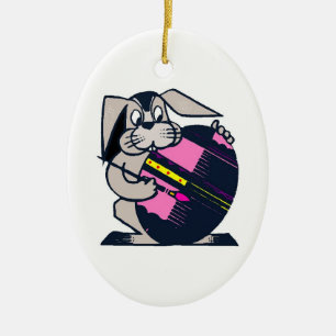Busy Easter Bunny Ceramic Ornament