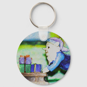 Busy Elf by Shirley Taylor Keychain