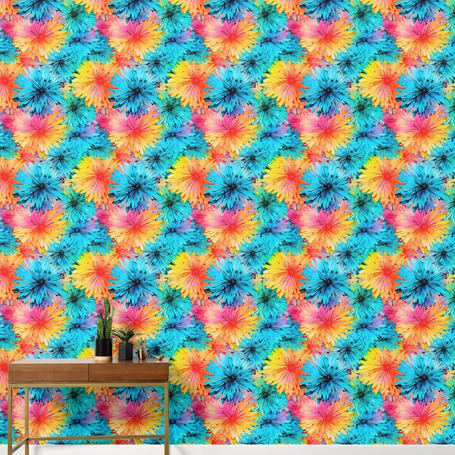 Busy Floral Tie dye Pattern No1 Wallpaper (Hallway)