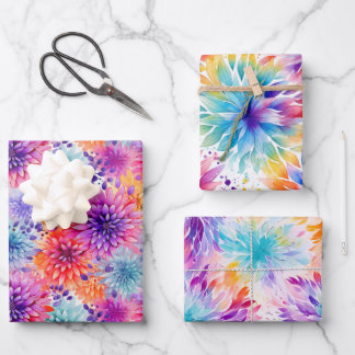 Busy Floral Tie Dye pattern set 2 Wrapping Paper Sheet