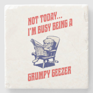 Busy Grumpy Geezer Stone Coaster