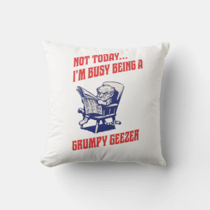 Busy Grumpy Geezer Throw Pillow