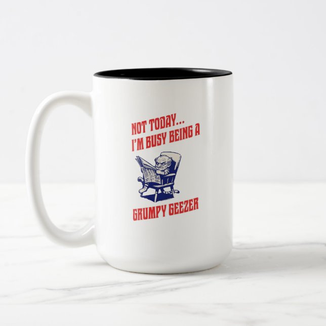 Busy Grumpy Geezer Two-Tone Coffee Mug (Left)