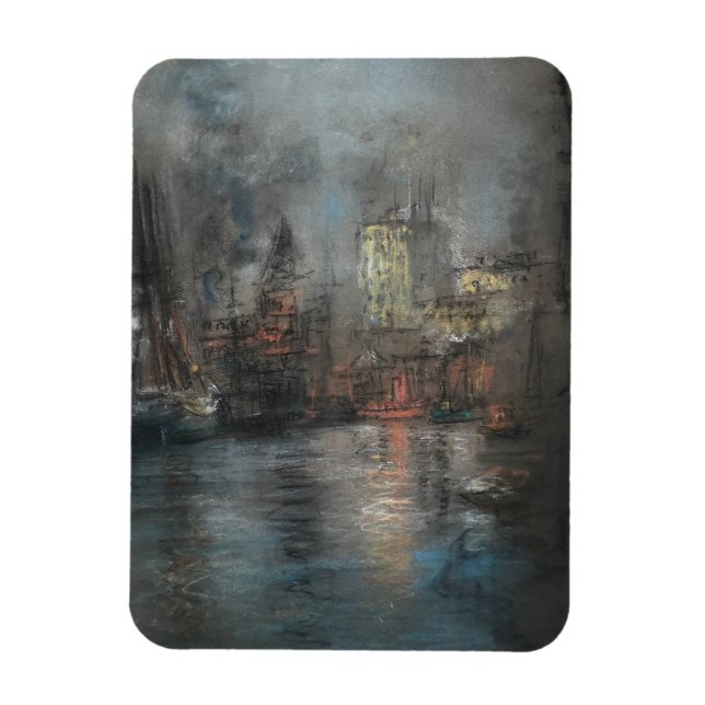 Busy Harbour (by Glenn Cooper Henshaw) Magnet (Vertical)
