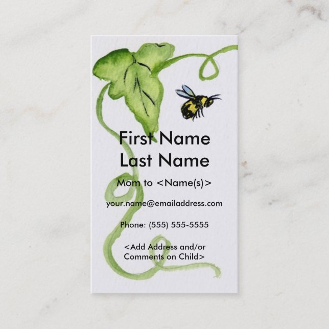 Busy Honey Bee Custom Photo Calling Playdate Cards (Front)