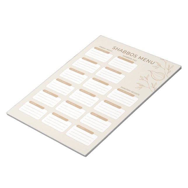 Busy Jewish Mom's Shabbos Menu Planner 2024 Notepad (Angled)