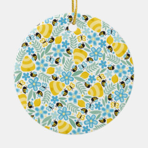 Busy Little Honeybees Ceramic Ornament