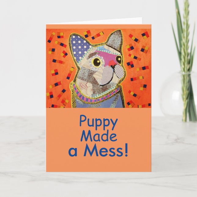 Busy Puppy Dog Greeting Card (Front)