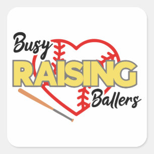 Busy Raising Ballers Baseball Mom Square Sticker