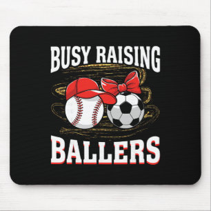 Busy Raising Ballers Baseball Soccer Mom Leopard W Mouse Pad